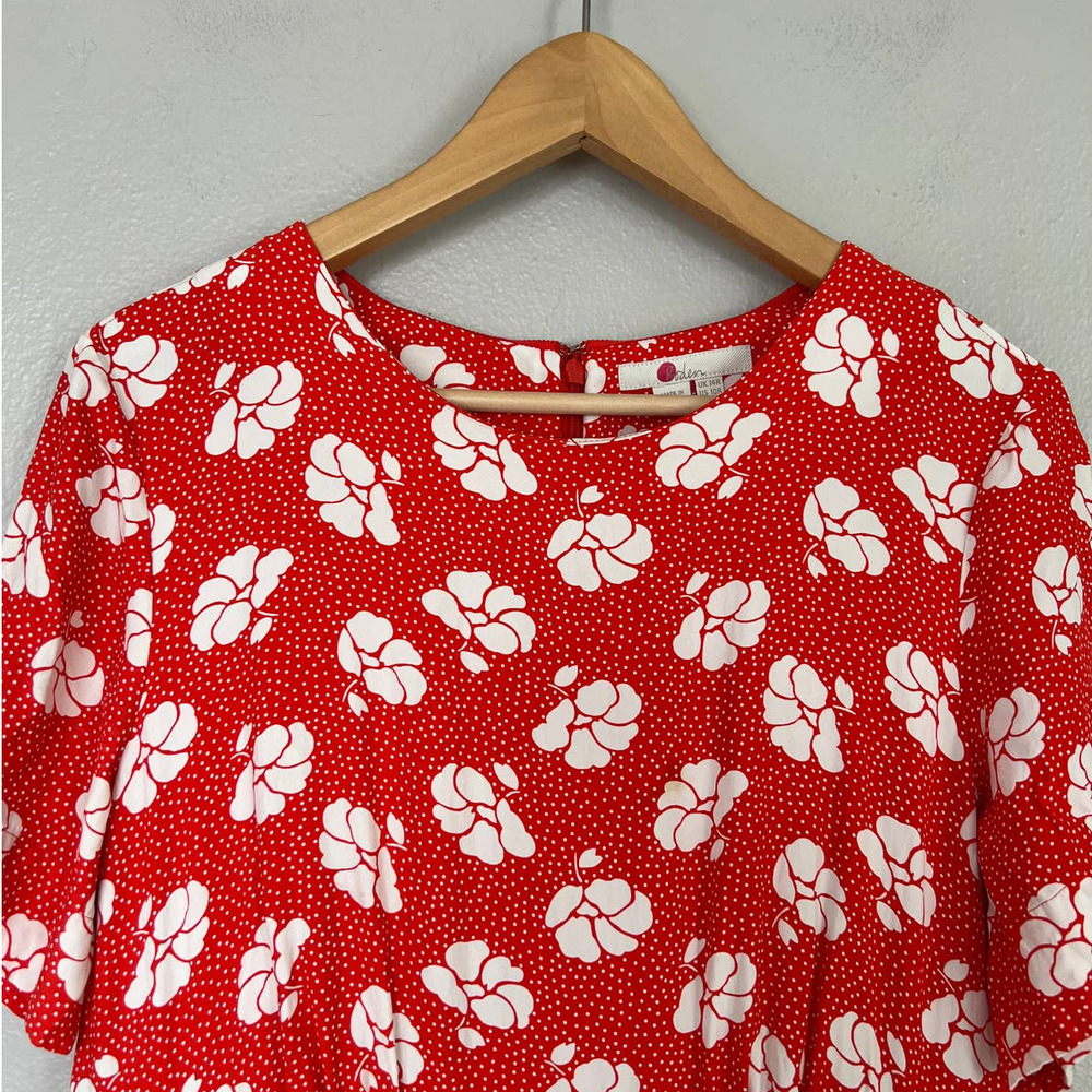 Boden Women's Size 10R Orange White Midi Dress Pockets Crepe Floral - Picture 4 of 10